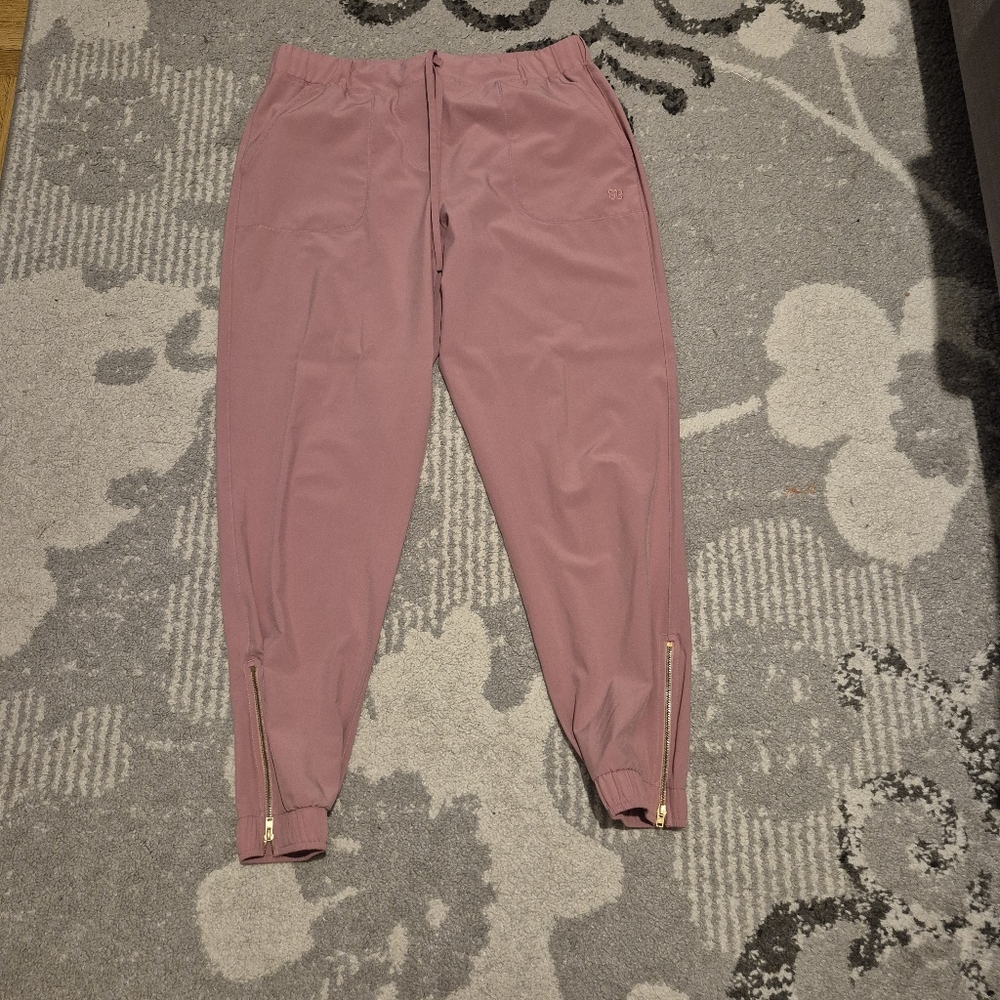 Albion Fit Mauve Pink Jetsetter Jogger Pants with Zippers Small